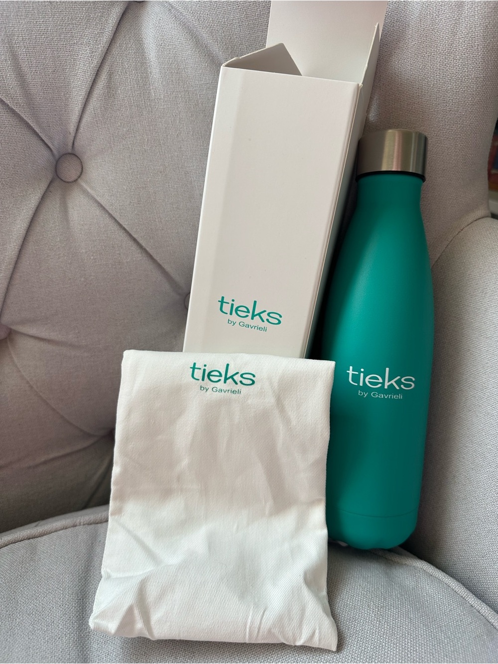 Tieks Teal Stainless-Capped Water Bottle